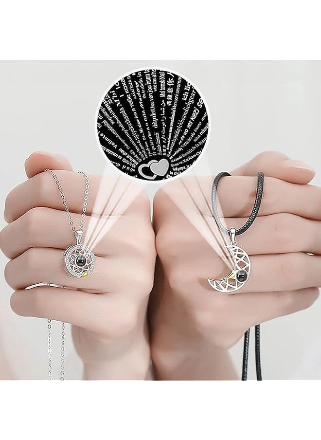 erorex 4Pcs Couples Bracelets Necklace Set For Women Men I Love You Necklace 100 Languages Matching Bracelets Necklace For Couples Her King His Queen Bracelet Necklaces For Valentines Jewelry Gift  - Image 4