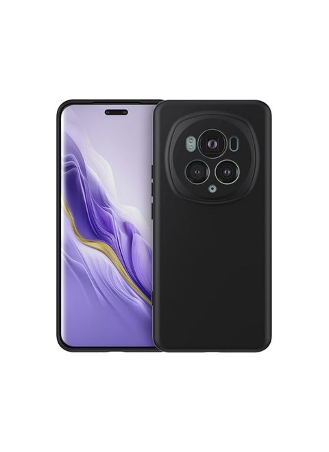 متوافق مع جراب Honor Magic6 Pro، جراب هاتف سيليكون مقاوم للصدمات مع [بطانة ناعمة من الألياف الدقيقة المضادة للخدش] لهاتف Honor Magic 6 Pro 5G 2024 (أسود)