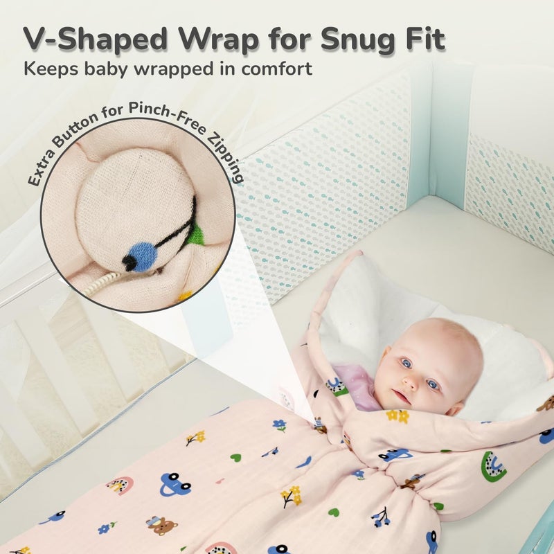 R for Rabbit Snuggy Bliss Baby Sleeping Bag & Carry Nest - Teddy Pink - Image 5