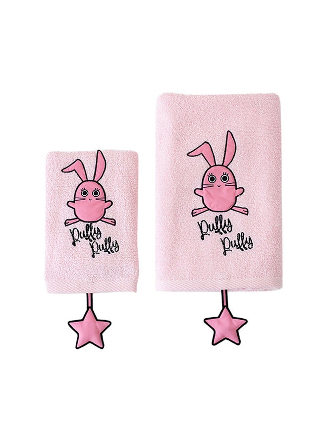 Milk & Moo 2-Piece Canchin Rabbit Pattern Towel Set - Image 1