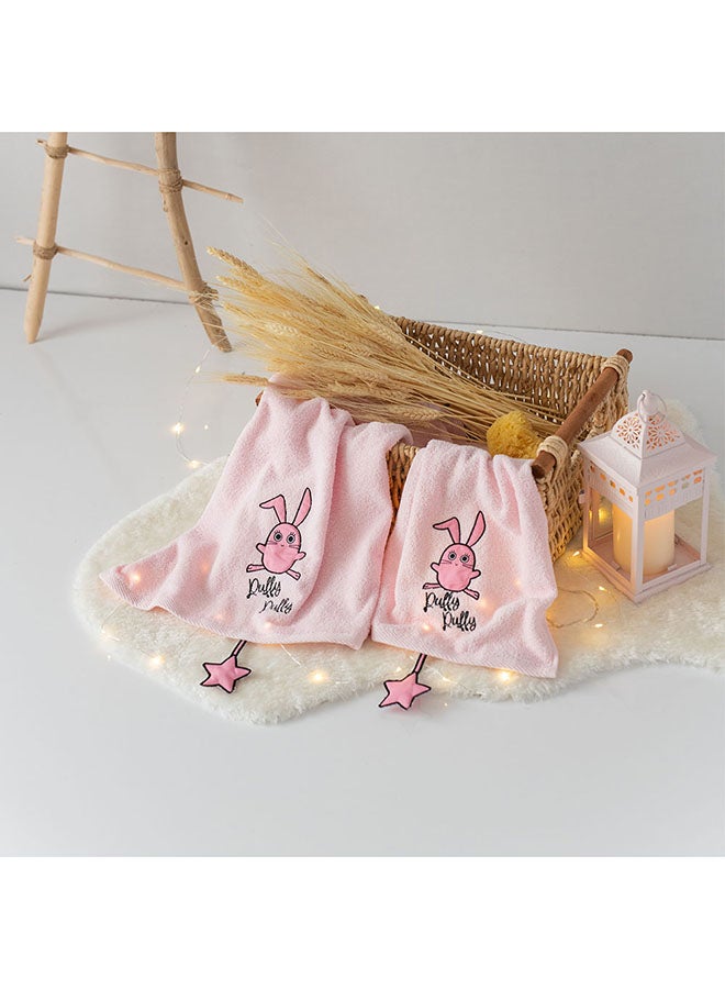 Milk & Moo 2-Piece Canchin Rabbit Pattern Towel Set - Image 3