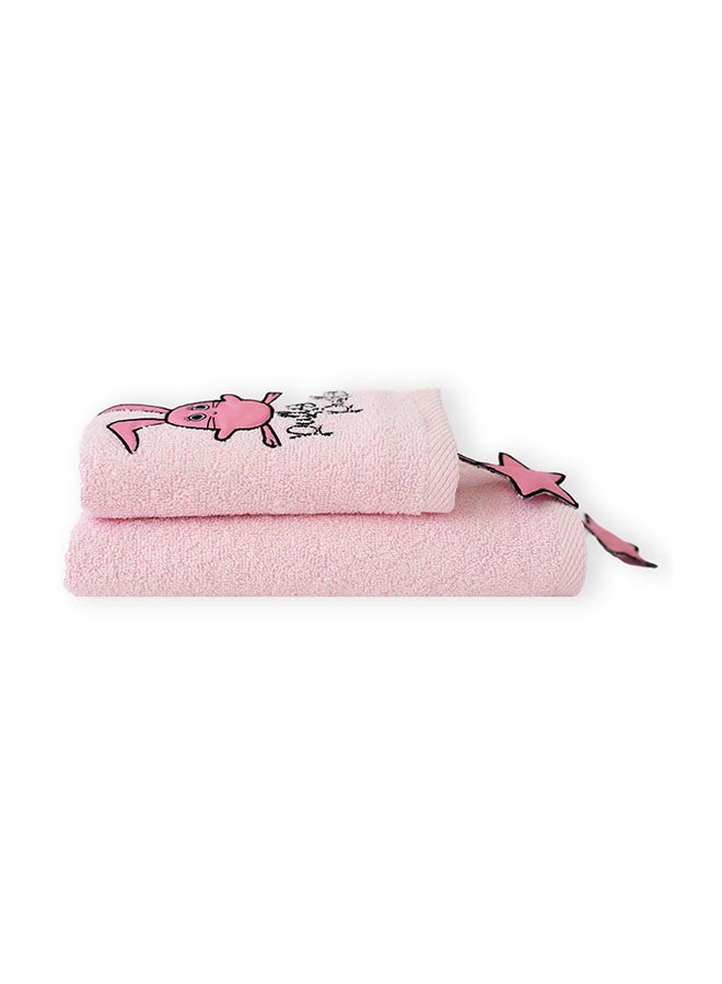 Milk & Moo 2-Piece Canchin Rabbit Pattern Towel Set - Image 2