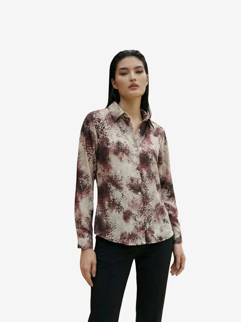 ماي فاشن MY FASHION Snake Print Satin Woven Shirt