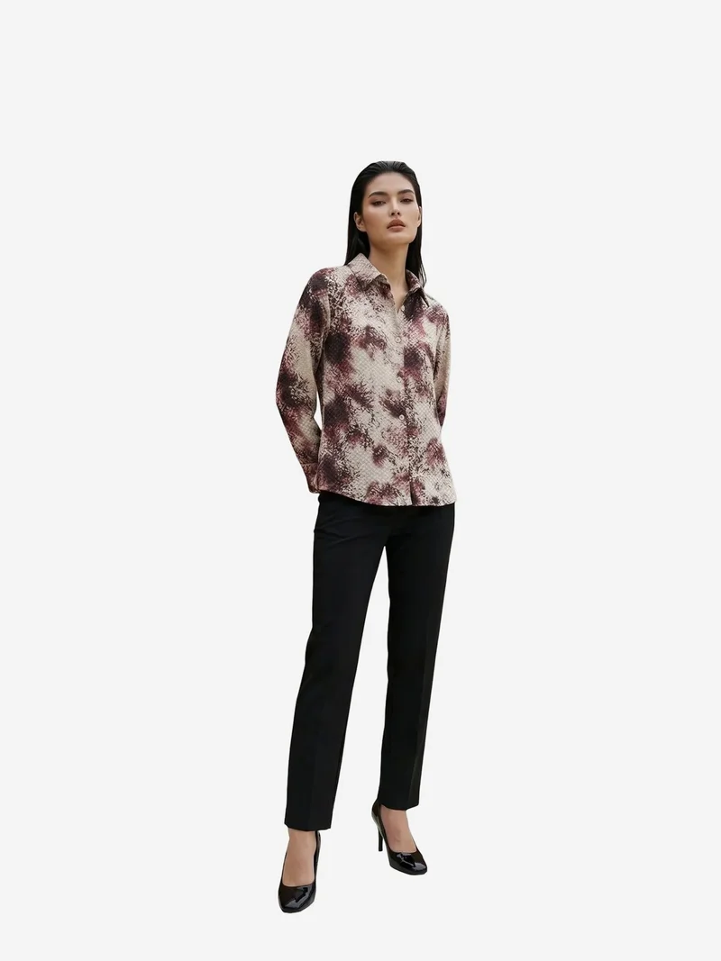 ماي فاشن MY FASHION Snake Print Satin Woven Shirt