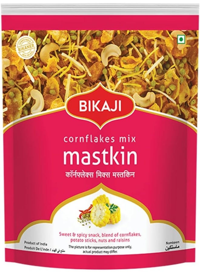 Bikaji Mastkin (Cornflakes Mixture) 200g Pouch | Crispy & Crunchy Traditional Namkeen | Mildly Spiced & Flavorful | Made with All Natural Ingredients | Product of India - Image 1