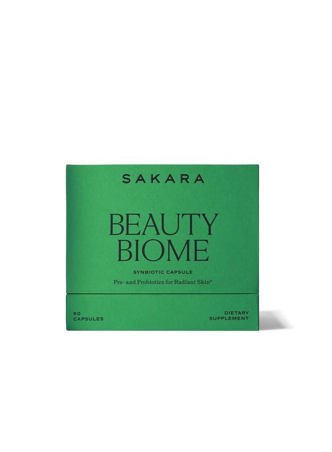 SAKARA ساكارا بيوتي بايوم – مكمل غذائي يومي سينبيوتيك لصحة البشرة والأمعاء مع بروبيوتيك، ديرمافال، فيتامينات A، D، E، مضادات الأكسدة، بروبيوتيك وأ enzymes – لبشرة واضحة، مشعة، ورطبة – 60 كبسولة - Image 2