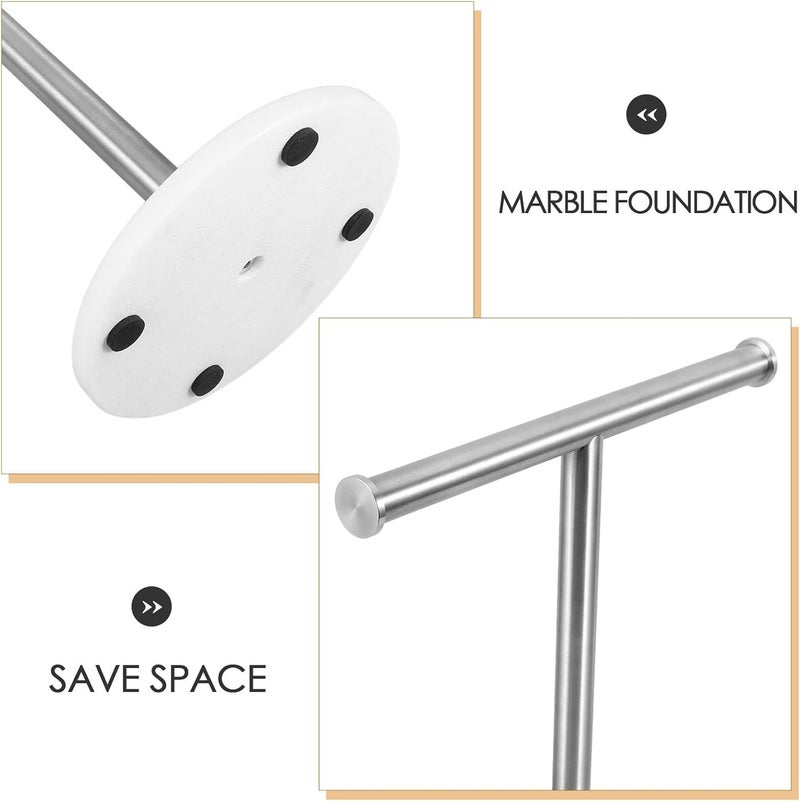 Abaodam T-Shaped Stainless Steel Kitchen Towel Rack with Brushed Finish and Marble Base, Standing Hand Towel Holder for Bathroom Vanity and Countertop Use - Image 3