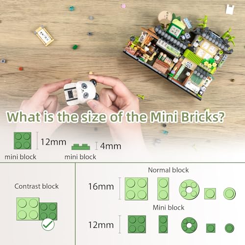 NEWABWN Street View Tea Shop Mini Building Blocks, MOC Creative Building Toys Cute Panda Animals Building Set for Girls 6-12, Simulation Architecture Construction Toy, Gift Idea for Kids Adults (860PCS) - Image 4
