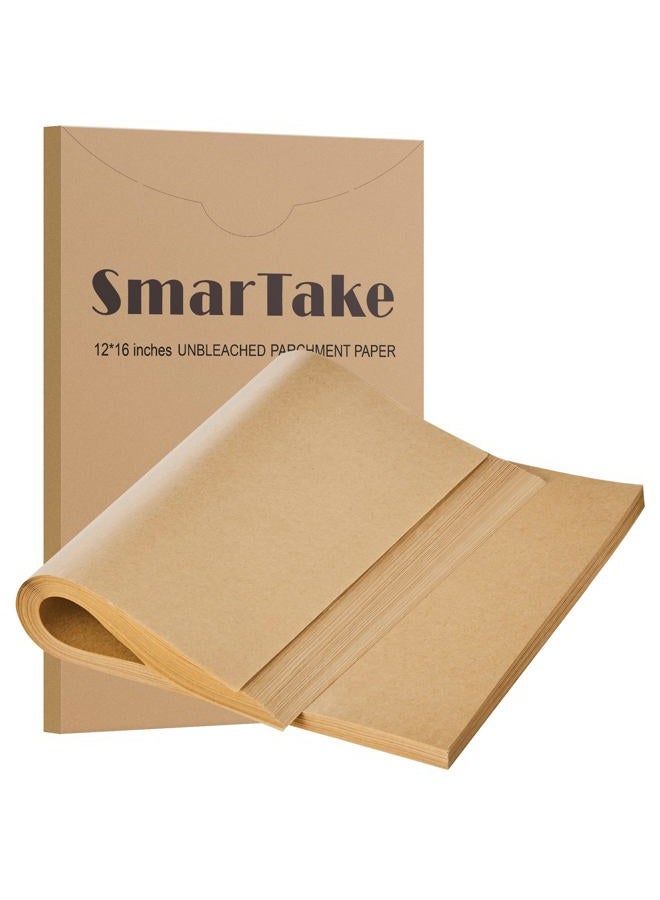 SMARTAKE 200 Pcs Parchment Paper Baking Sheets, 12x16 Inches Non-Stick Precut Baking Parchment, for Baking Grilling Air Fryer Steaming Bread Cup Cake Cookie and More (Unbleached) - Image 1
