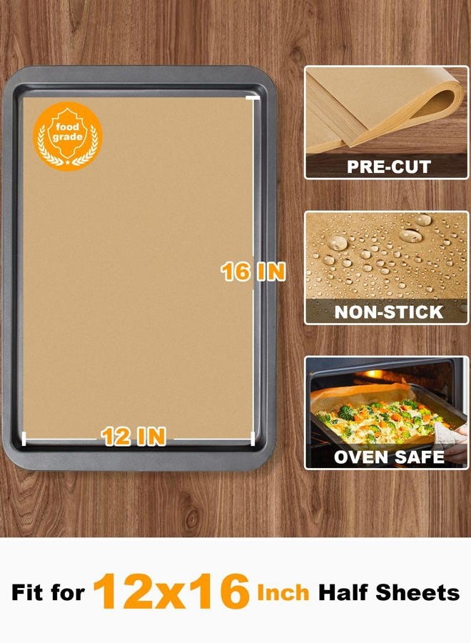 SMARTAKE 200 Pcs Parchment Paper Baking Sheets, 12x16 Inches Non-Stick Precut Baking Parchment, for Baking Grilling Air Fryer Steaming Bread Cup Cake Cookie and More (Unbleached) - Image 2