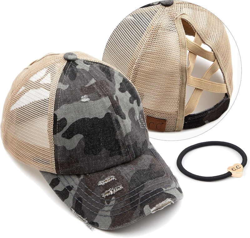 Cc Ponycap Messy High Bun Ponytail Adjustable Glitter Mesh Trucker Baseball Cap - Image 1