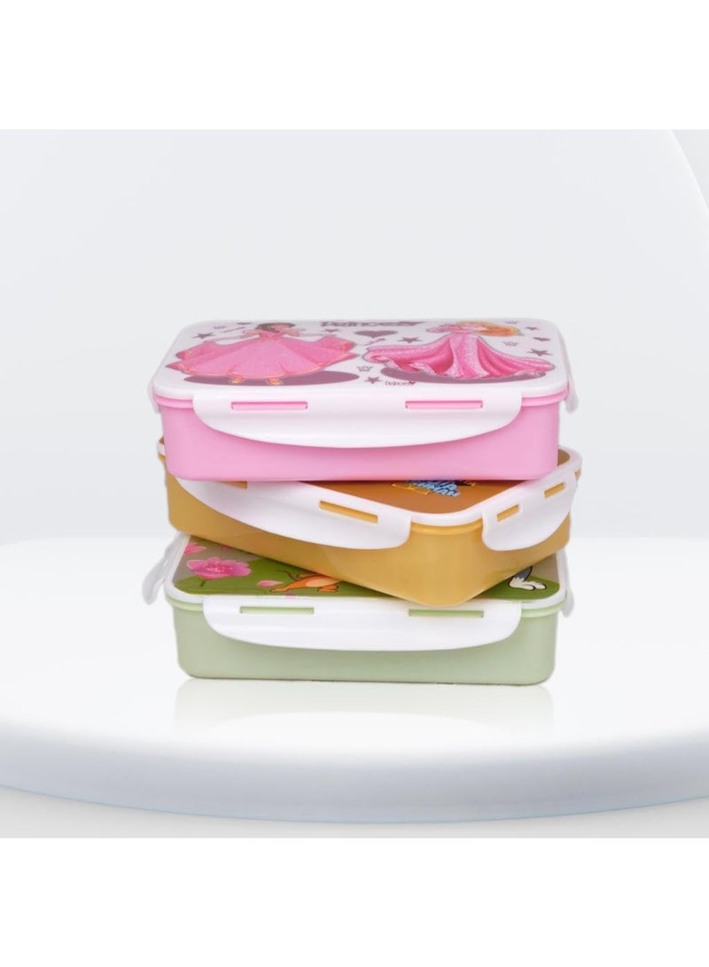 Entisia Princess Lunch Box Unbreakable Plastic Cartoon Princess Lunch Box for Kids and Adults With mini Container With Spoon and Fork Perfect for Office School Travel Camping College 300ml - Image 2