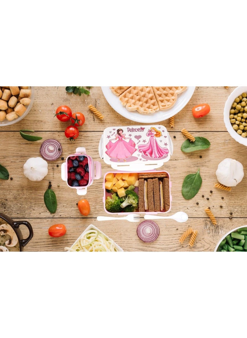 Entisia Princess Lunch Box Unbreakable Plastic Cartoon Princess Lunch Box for Kids and Adults With mini Container With Spoon and Fork Perfect for Office School Travel Camping College 300ml - Image 5