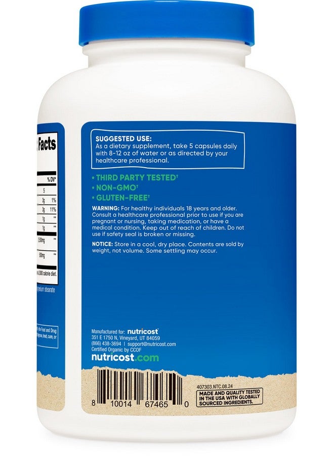 Nutricost Fiber Capsules with Prebiotic Fiber Supplement 300 Capsules - Made with Organic Psyllium Husk & Organic Jerusalem Artichoke, 60 Servings, Gluten Free, 3 G Per Serving - Image 4