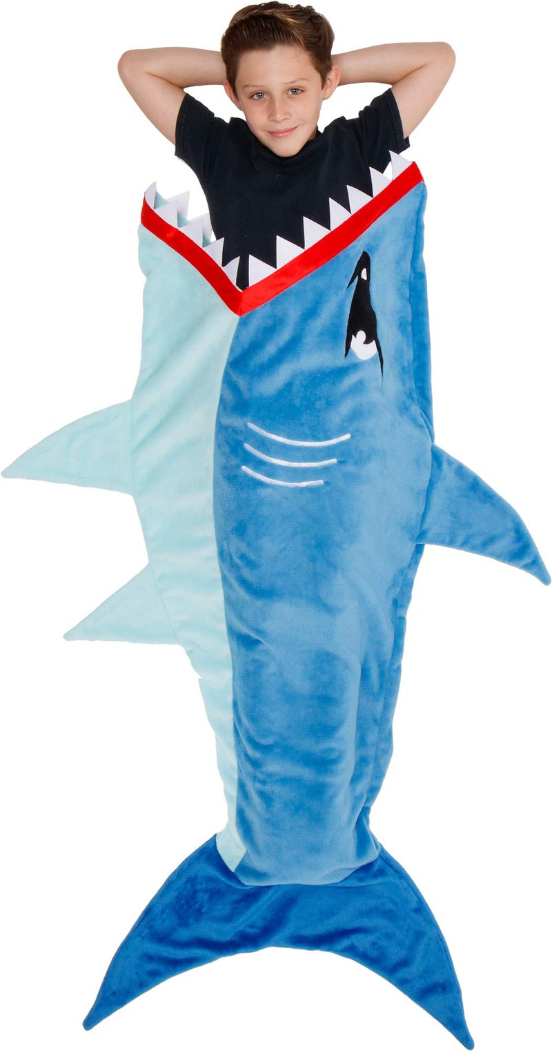 Silver Lilly Animal Tail Blanket - Plush Animal Sleeping Bag Blanket for Kids (Blue Shark) - Image 1