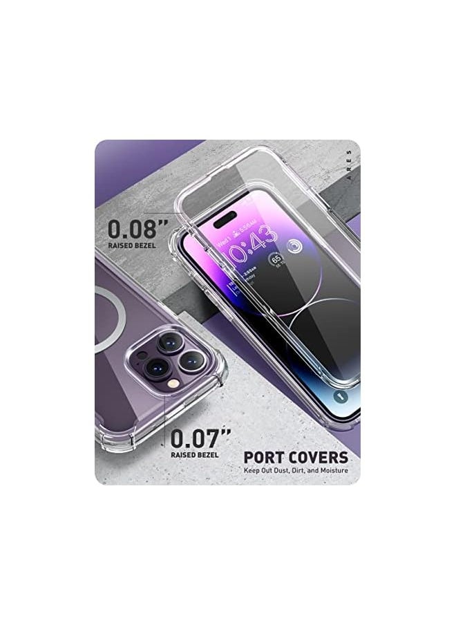 I-blason Ares Designed for iPhone 14 Pro Case Compatible with MagSafe 6.1 inch (2022), Dual Layer Rugged Clear Bumper Case with Built-in Tempered Glass Screen Protector (Clear [MagSafe+Glass])  - Image 5
