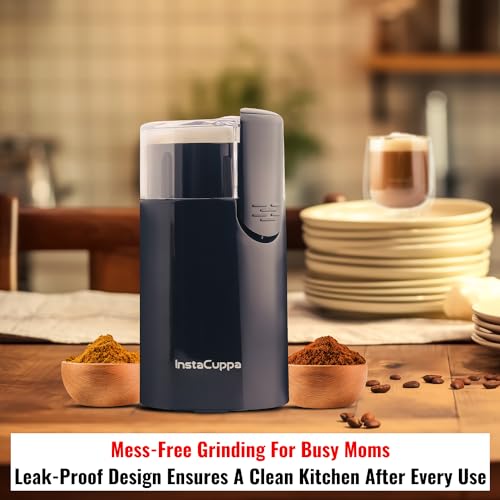 InstaCuppa Electric Coffee Bean Grinder with Stainless Steel Blade and Interior, 60 GMS Capacity,150W Power, Sleek Black Design for Modern Kitchen - Image 4