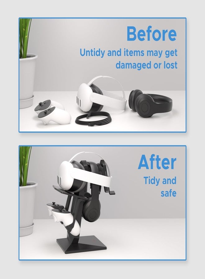 حامل سماعة الواقع الافتراضي Digicharge لأجهزة Meta Quest 3S/3/2 و Oculus Quest - وحدة تخزين متكاملة مع منفذ شحن - Image 3