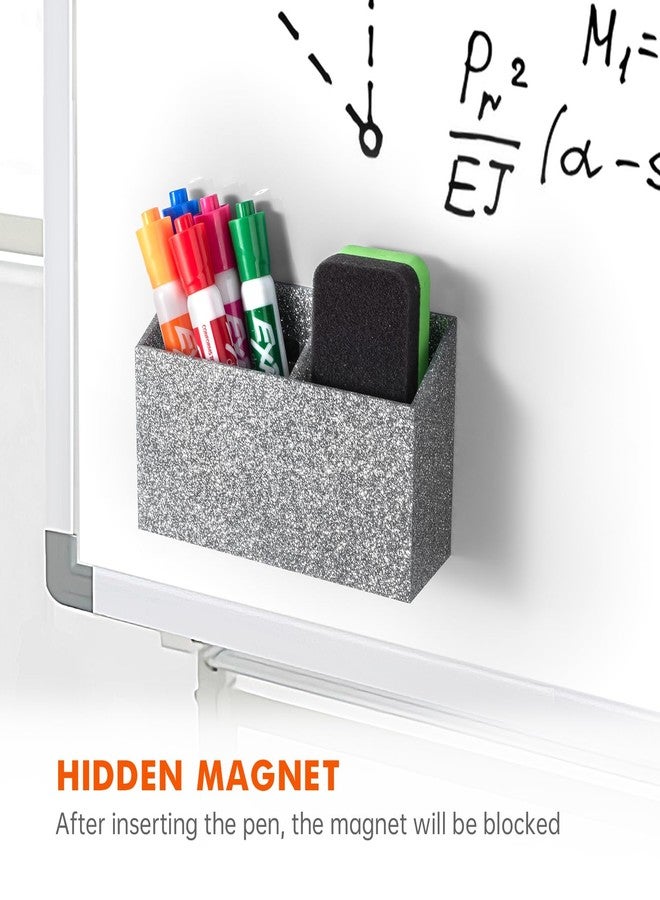BEYGORM Magnetic Dry Erase Marker Holder for Whiteboard,Non-slip Acrylic Magnet Pen Holder for Fridge Refrigerator,Locker Organizer for Work,Locker Accessories,Pencil Cup for Desk(Silver) - Image 5