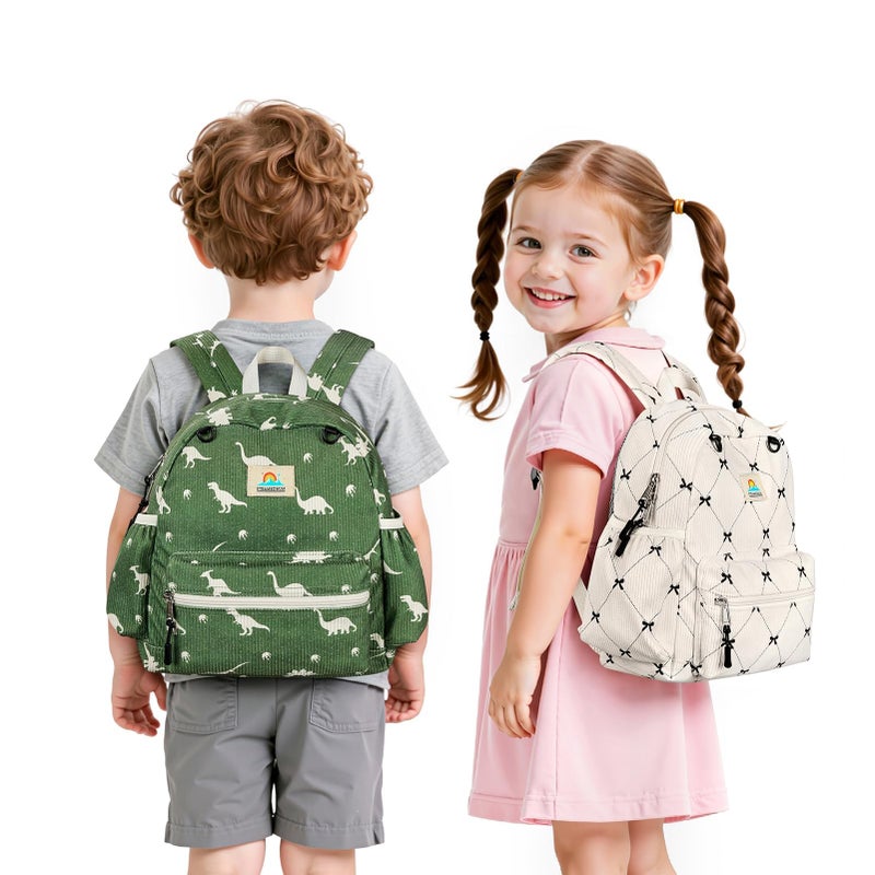 STEAMEDBUN Corduroy Toddler Backpack for Girls 2-4: Kids backpack for Boys Girls - 12 inch Preschool Kindergarten Backpacks - Bow - Image 2
