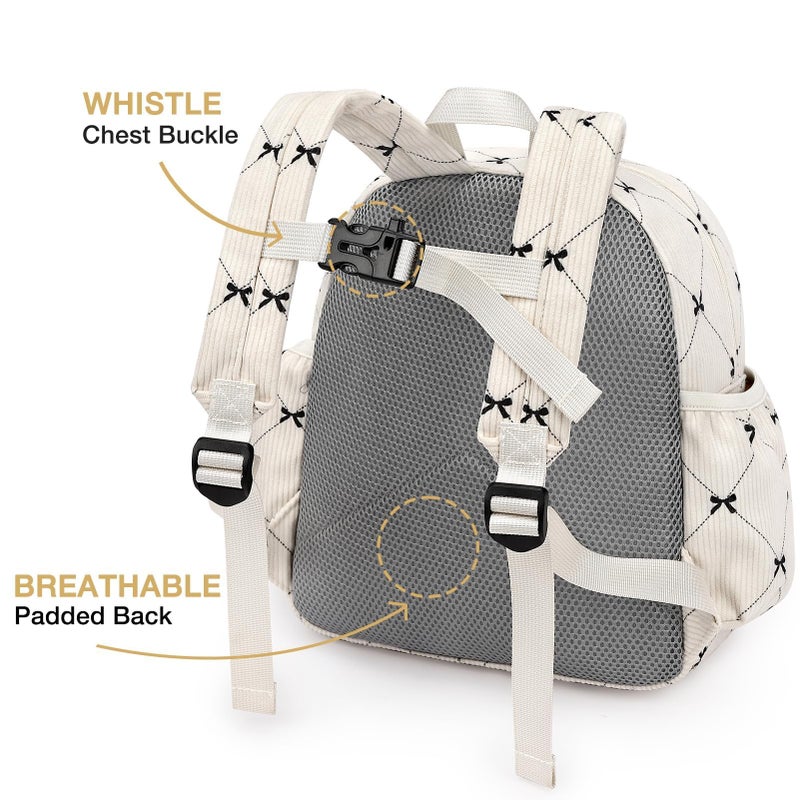 STEAMEDBUN Corduroy Toddler Backpack for Girls 2-4: Kids backpack for Boys Girls - 12 inch Preschool Kindergarten Backpacks - Bow - Image 5