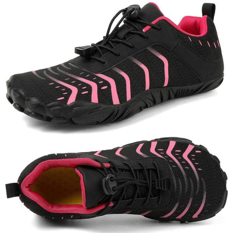 MIFAWA Barefoot Shoes Men Women Minimalist Shoes Zero Drop Workout Cross-Trainer Hiking Water Wide Toe Box Grounded Footwear Weightlifting Walking Black Rose - Image 1
