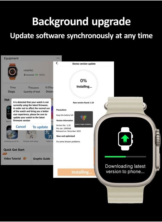 HK8 Pro Max 2.12" AMOLED screen Ultra Smart Watch Series 8 49mm Memory 256MB Battery 320mAh Compass NFC Waterproof IP68 Wireless Charging