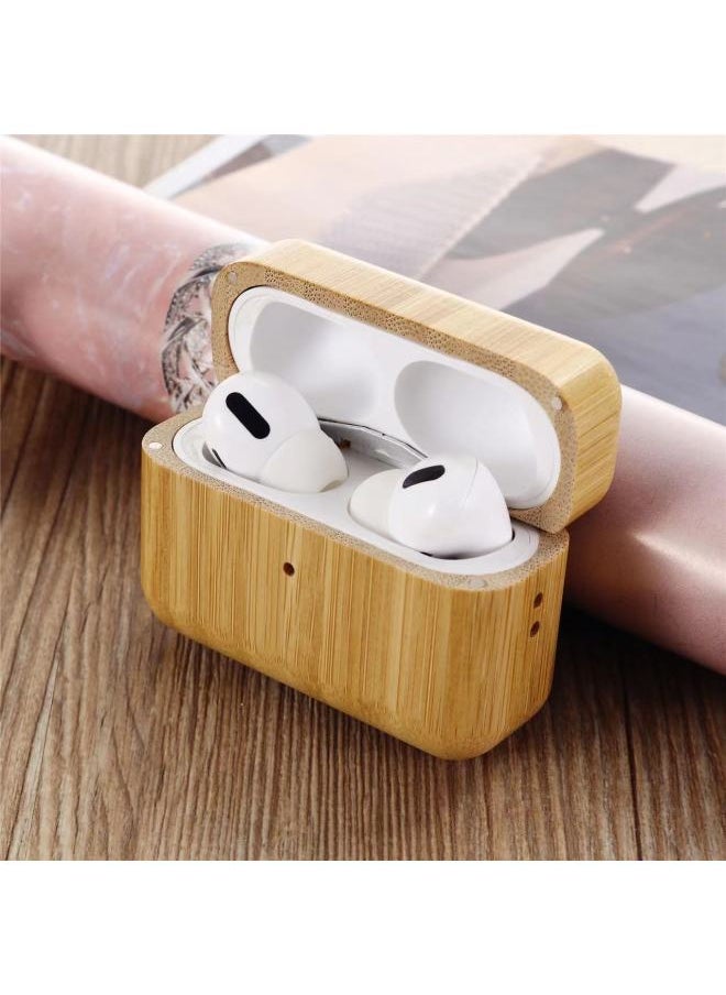 Generic - Wooden Earphone Case For Airpods Pro 2 Generation Walnut For Apple Airpods3/4 All-inclusive Protective Cover-Color:Bamboo-Applicable Model:AirPods Pro2 (new) Without Hook - Image 1