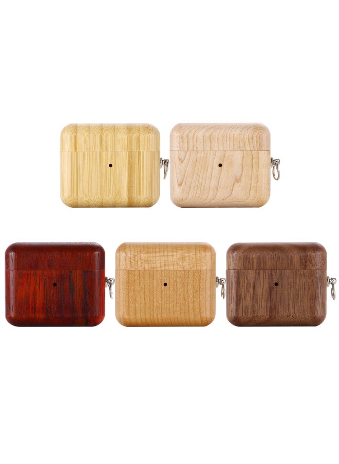 Generic - Wooden Earphone Case For Airpods Pro 2 Generation Walnut For Apple Airpods3/4 All-inclusive Protective Cover-Color:Bamboo-Applicable Model:AirPods Pro2 (new) Without Hook - Image 1