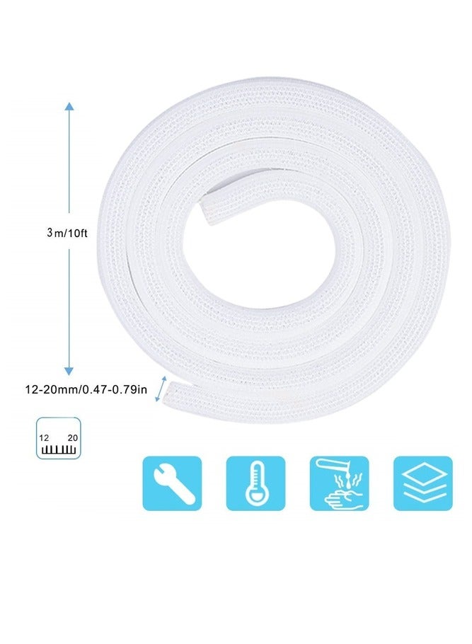 Fasola Adjustable 3m/9.84ft Braided Cable Tube for TV, Desktop, Computer Cable Storage with Flame Retardant Wire Organizer and Protector (White) - Image 2