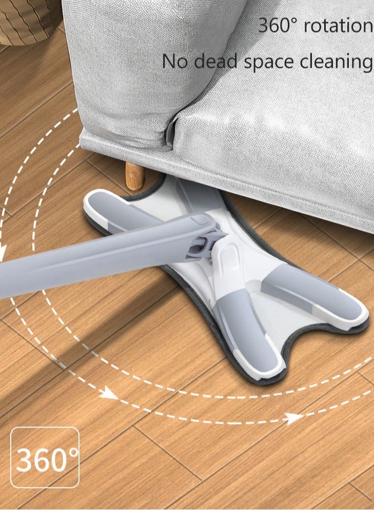 ممسحة أرضية من الألياف الدقيقة من نوع X مع رأس دوار، سهلة الاستخدام، قوية في امتصاص الماء، أدوات تنظيف ذات مقبض طويل، ضغط يدوي للاستخدام المنزلي - Image 1