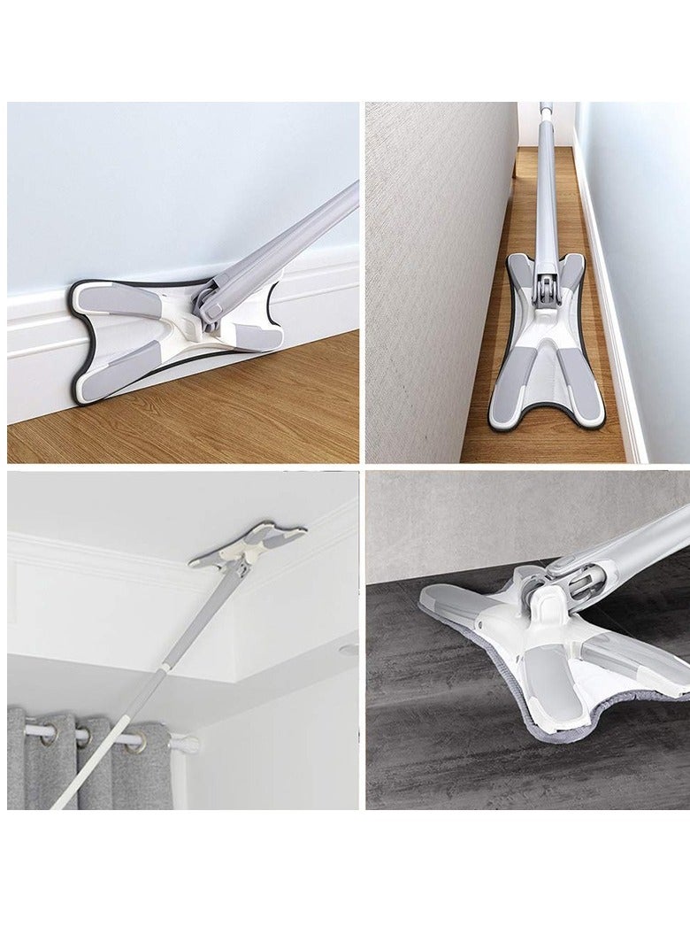 ممسحة أرضية من الألياف الدقيقة من نوع X مع رأس دوار، سهلة الاستخدام، قوية في امتصاص الماء، أدوات تنظيف ذات مقبض طويل، ضغط يدوي للاستخدام المنزلي - Image 2