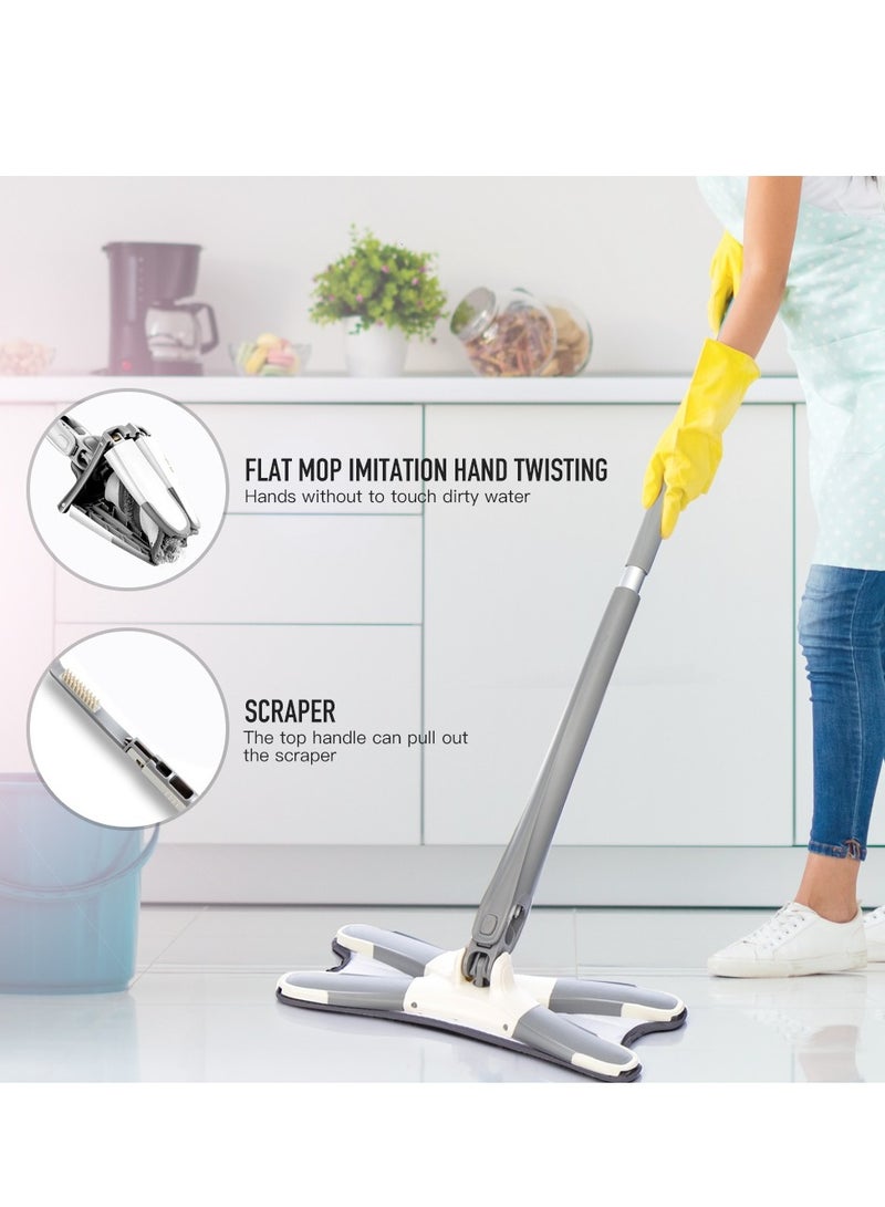 ممسحة أرضية من الألياف الدقيقة من نوع X مع رأس دوار، سهلة الاستخدام، قوية في امتصاص الماء، أدوات تنظيف ذات مقبض طويل، ضغط يدوي للاستخدام المنزلي - Image 3