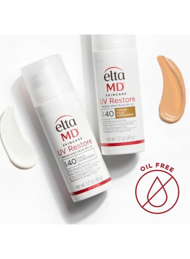 EltaMD UV Restore Face Sunscreen, SPF 40, Mineral Sunscreen for Sun Damaged Skin Repair, Anti-Aging Zinc Oxide Moisturizer Formula for Face, 1.7 oz - Image 2