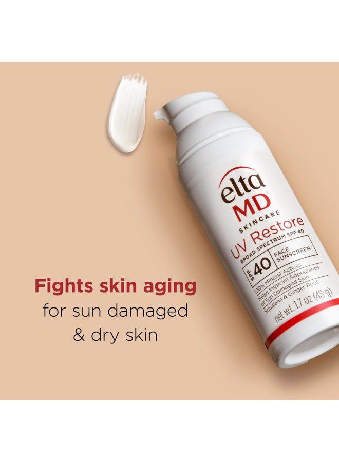 EltaMD UV Restore Face Sunscreen, SPF 40, Mineral Sunscreen for Sun Damaged Skin Repair, Anti-Aging Zinc Oxide Moisturizer Formula for Face, 1.7 oz - Image 3