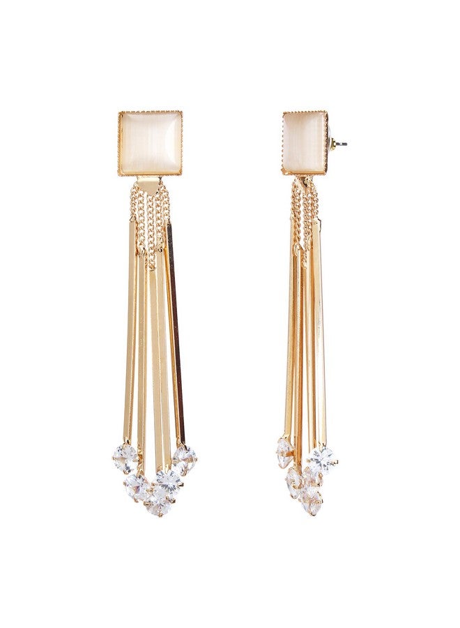 YouBella Jewellery Crystal Gold Plated Dangler Earrings for Girls and Women (White) - Image 2