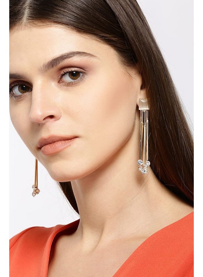 YouBella Jewellery Crystal Gold Plated Dangler Earrings for Girls and Women (White) - Image 4