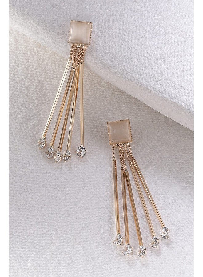 YouBella Jewellery Crystal Gold Plated Dangler Earrings for Girls and Women (White) - Image 5