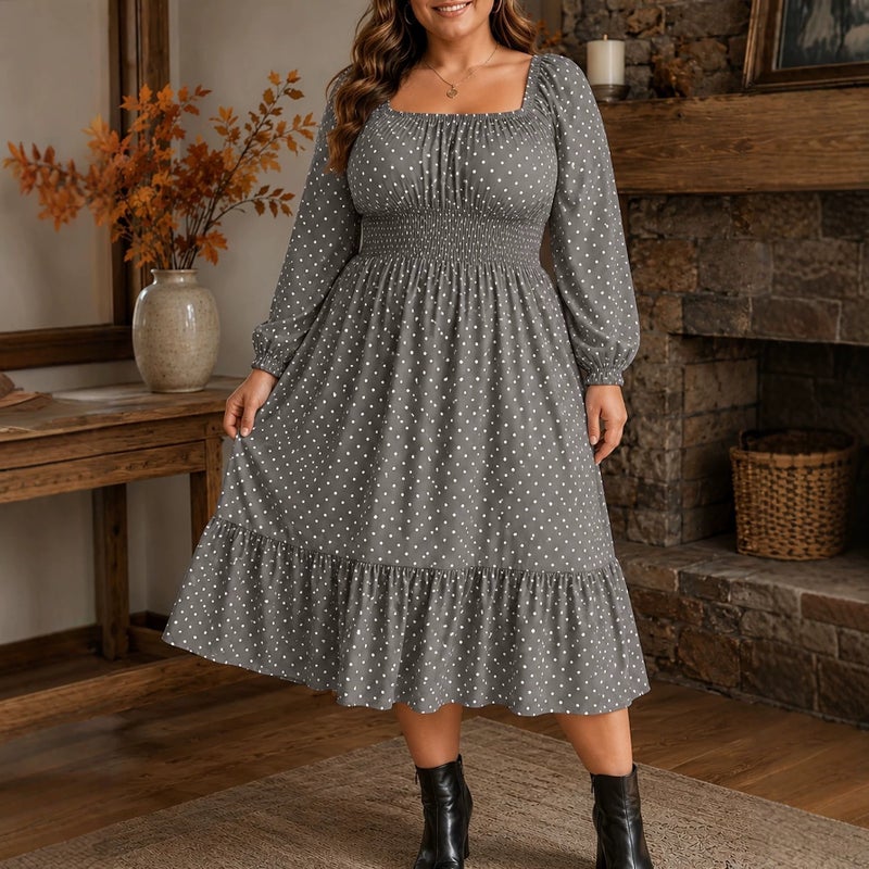 Plus Size Polka Dot Dress for Women - Image 4