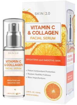 Skin 2.0 Vitamin C Serum - Dermatologist Tested, Anti-Aging & Dark Spot Remover - Brightening, Clean Beauty, Cruelty-Free, Korean Skincare for Glass Skin, All Skin Types - 1.69 Fl. oz