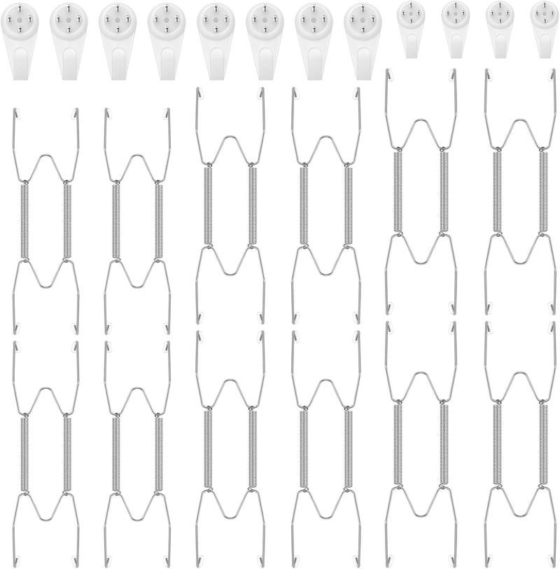 Hotop 12 Pieces Plate Hangers for Wall Stainless Steel Wire Invisible Plate Hangers Heavy Duty Display Holders with 12 Pieces Hooks for Wall Decorative(8/10/12 Inch,Silver) - Image 1