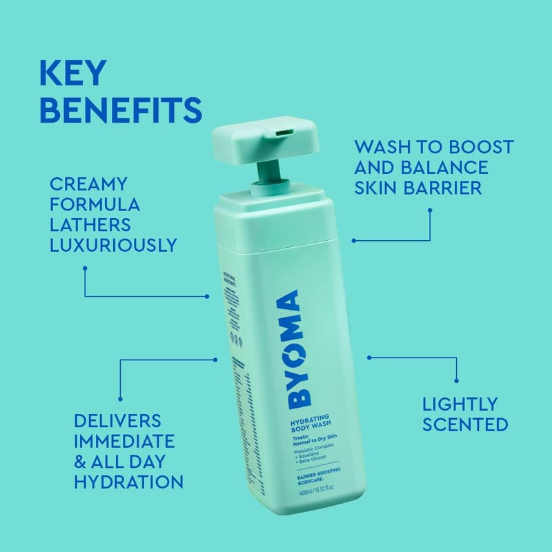 BYOMA Hydrating Body Wash - For Normal to Dry Skin - Hydrating, Creamy Body Wash with Squalane, Beta Glucan - Cleanses, Softens & Soothes - Skin Barrier Repair - 16.9 fl oz - Image 3
