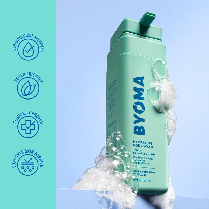 BYOMA Hydrating Body Wash - For Normal to Dry Skin - Hydrating, Creamy Body Wash with Squalane, Beta Glucan - Cleanses, Softens & Soothes - Skin Barrier Repair - 16.9 fl oz - Image 5