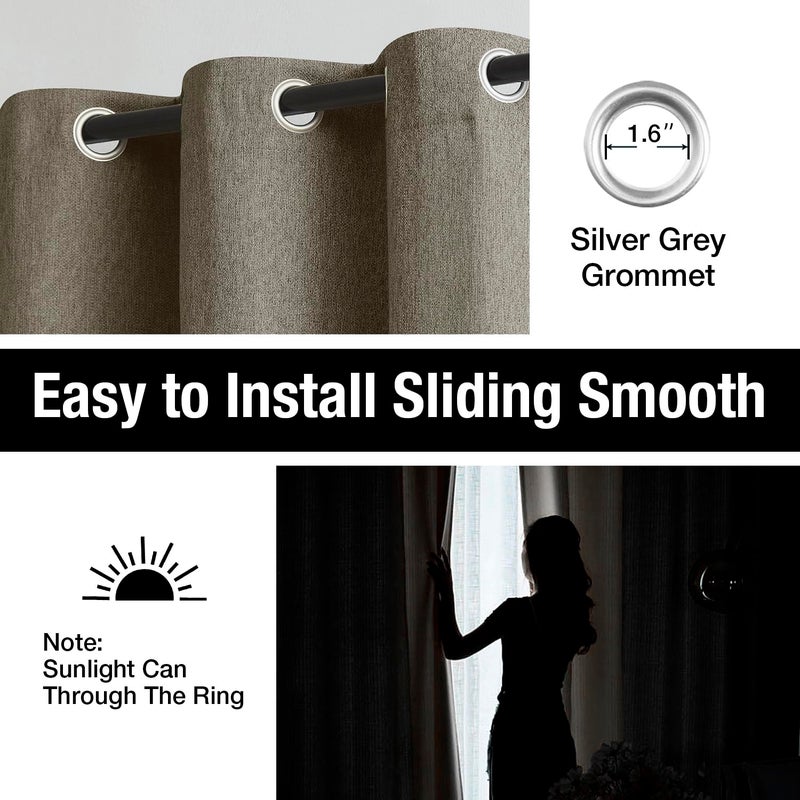 Treatmentex Blackout Window Curtains for Bedroom 84inch Coffee Brown Thermal Insulated Full Blackout Curtain Panels for Guest Room Hotel 52"" w x 2 pcs Grommet Top - Image 2
