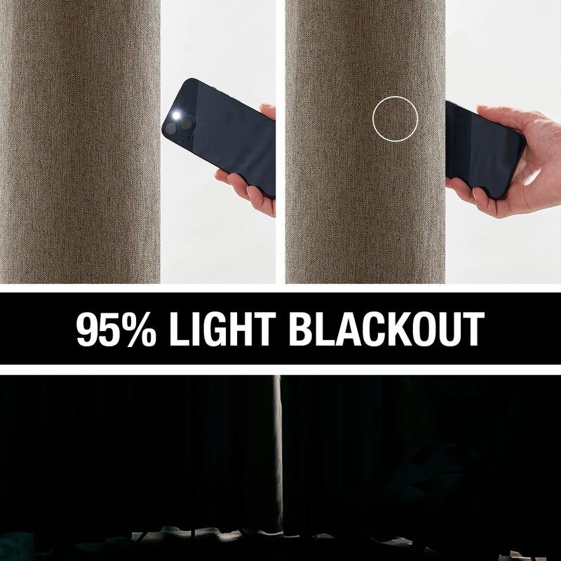 Treatmentex Blackout Window Curtains for Bedroom 84inch Coffee Brown Thermal Insulated Full Blackout Curtain Panels for Guest Room Hotel 52"" w x 2 pcs Grommet Top - Image 5