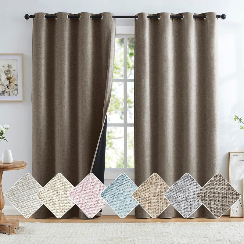 Treatmentex Blackout Window Curtains for Bedroom 84inch Coffee Brown Thermal Insulated Full Blackout Curtain Panels for Guest Room Hotel 52"" w x 2 pcs Grommet Top - Image 1