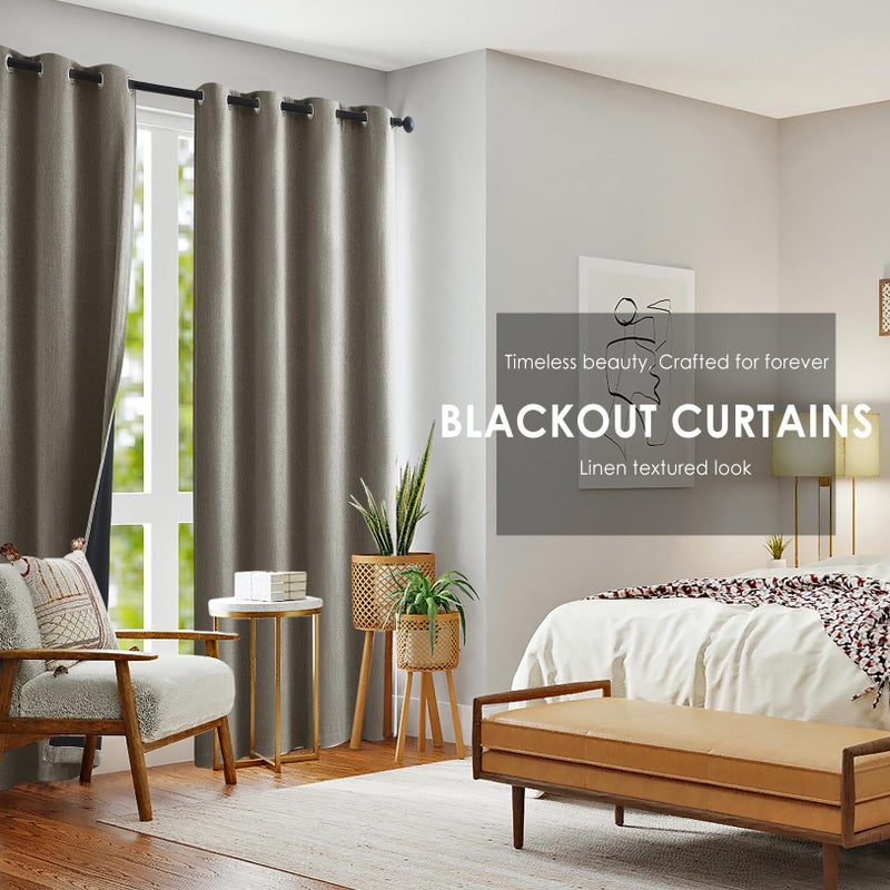 Treatmentex Blackout Window Curtains for Bedroom 84inch Coffee Brown Thermal Insulated Full Blackout Curtain Panels for Guest Room Hotel 52"" w x 2 pcs Grommet Top - Image 3