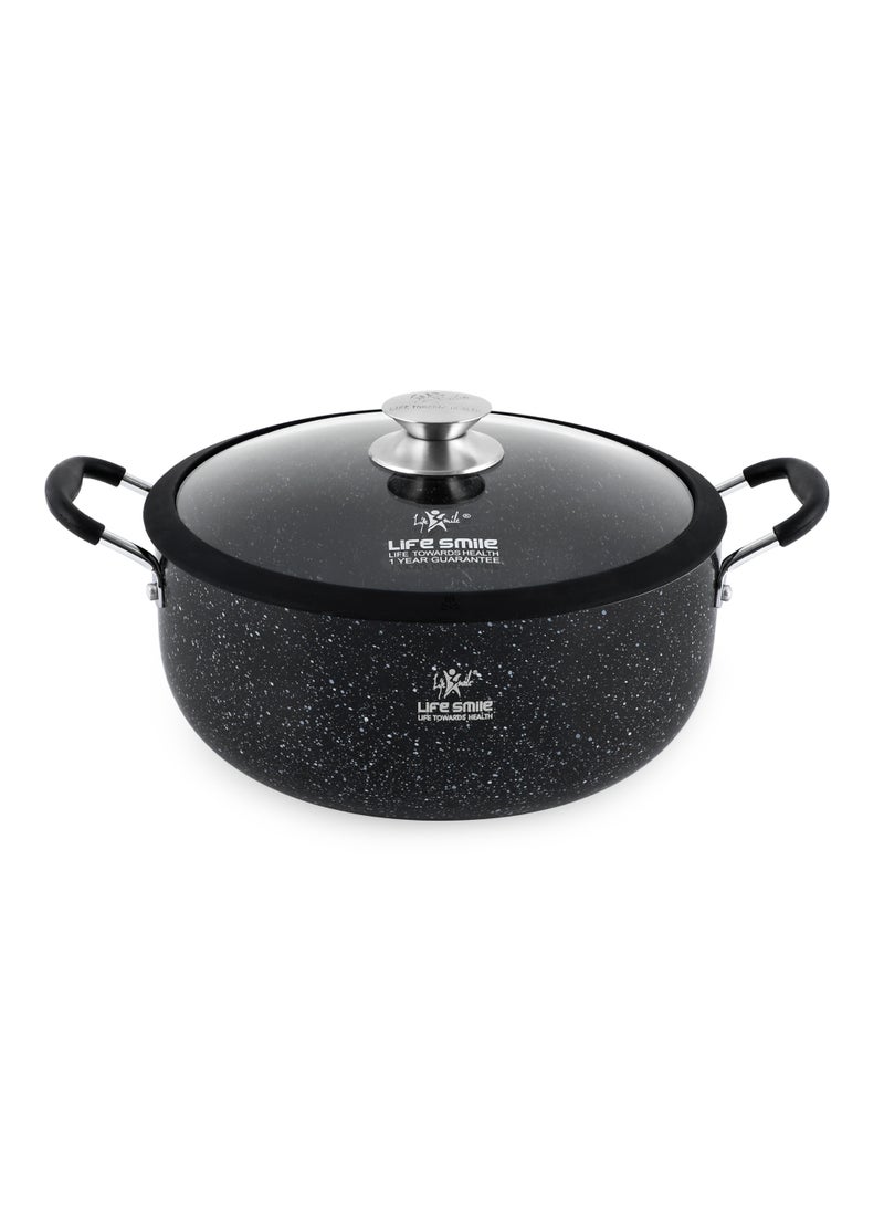 Life Smile Granite Non-Stick Soup Pot-6.0L with Glass Lid-Large Cooking Pot with Heat Resistant Handles-Multi-Layer Granite Non stick Cookwares - Image 1