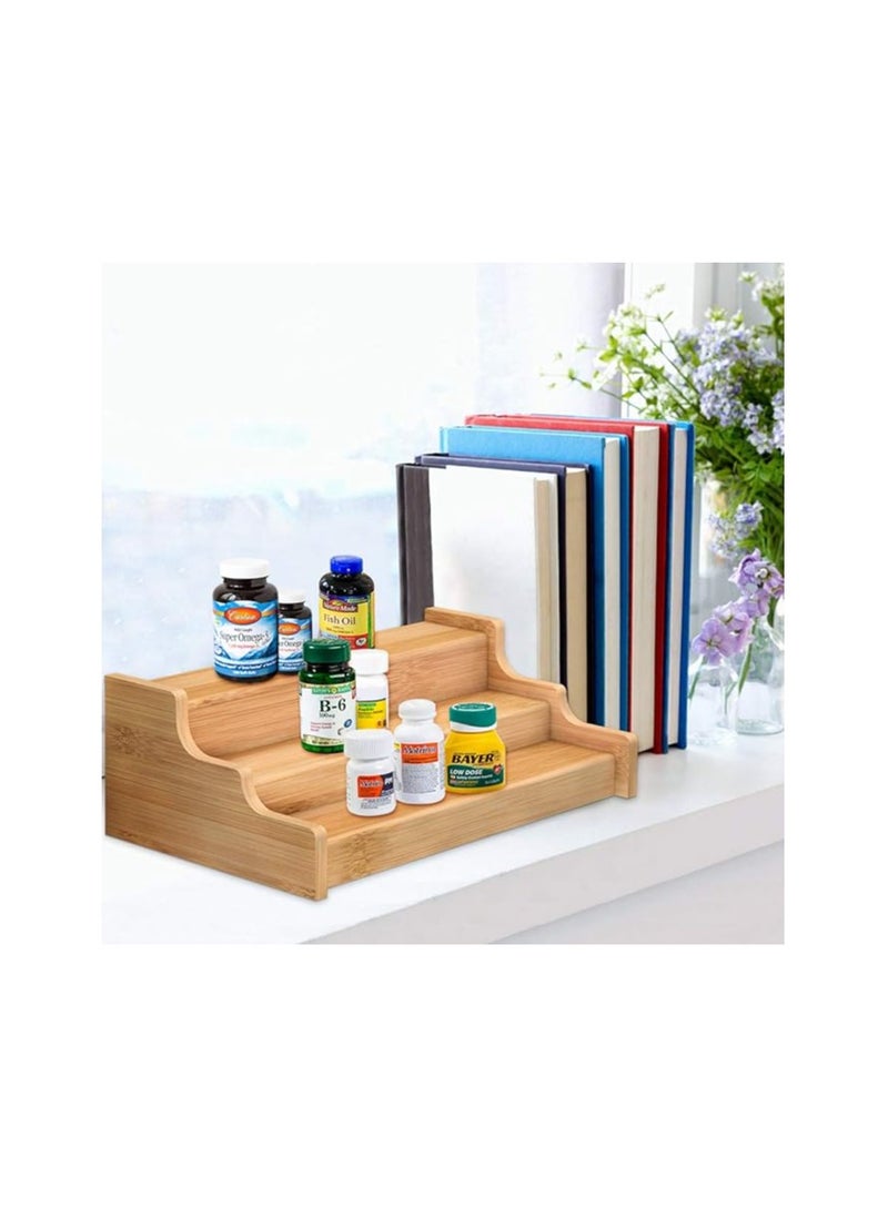 3-Tier Bamboo Spice Rack Organizer – Expandable Kitchen Cabinet Shelf for Spices, Jars & Bottles | Natural Wood Countertop Storage Display for Pantry & Kitchen  - Image 3