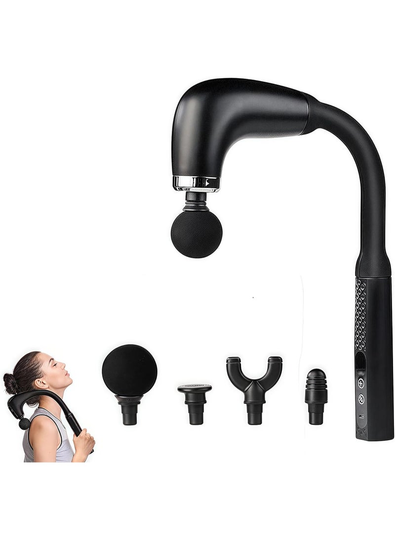 RION Massage Gun with Extended Handle Revolutionary U-Shaped Back Massager With 4 Heads, 6 Speeds, for Pain Relief Deep Tissue Body Massager for Neck, Shoulder, Leg-Reach Every Muscle with Ease (Black) - Image 1